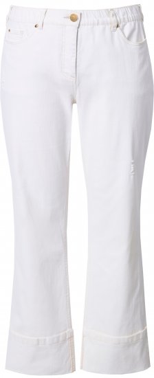Ulla Popken Mary Wide Leg Turn Up Hem Comfy Waistband Jeans Snow White - Teksad & Püksid Suuremates Suurustes – Plus Size - 