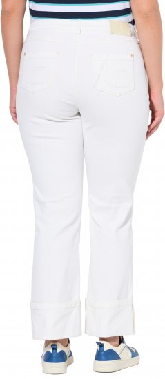 Ulla Popken Mary Wide Leg Turn Up Hem Comfy Waistband Jeans Snow White - Teksad & Püksid Suuremates Suurustes – Plus Size - 