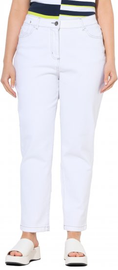 Ulla Popken Used Look 5 Pocket Comfy Waistband Mom Jeans Snow White - Teksad & Püksid Suuremates Suurustes – Plus Size - 