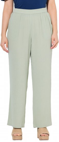 Ulla Popken Elastic Waist Crepe Pants Light Moss Green - Teksad & Püksid Suuremates Suurustes – Plus Size - 