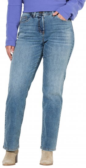 Ulla Popken Bow Embroidery Stretch Fit Jeans Blue Denim - Teksad & Püksid Suuremates Suurustes – Plus Size - 