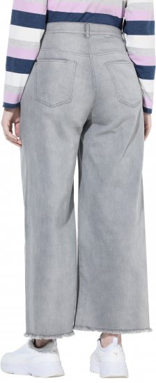 Ulla Popken Embroidered Wide Leg Fringed Hem Jeans Grey - Teksad & Püksid Suuremates Suurustes – Plus Size - 
