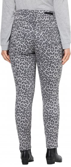 Ulla Popken Slim Leg Leopard Print Stretch Fit Jeans Bright Grey - Teksad & Püksid Suuremates Suurustes – Plus Size - 