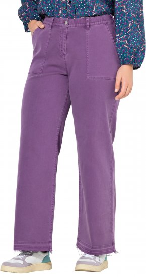 Ulla Popken Purple Fringed Hem Stretch Fit Jeans Lavender - Teksad & Püksid Suuremates Suurustes – Plus Size - 