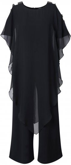 Ulla Popken Layered Chiffon Wrap Jumpsuit Grey - Teksad & Püksid Suuremates Suurustes – Plus Size - 