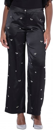Ulla Popken Rhinestone Detail Comfort Waist Pants Black - Teksad & Püksid Suuremates Suurustes – Plus Size - 