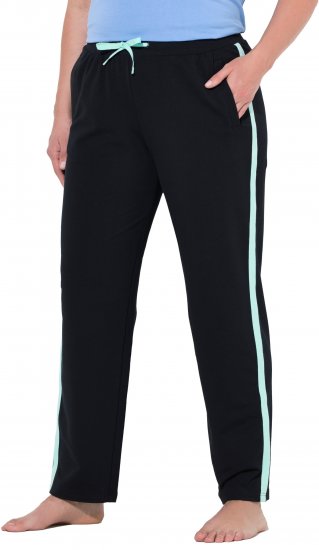 Ulla Popken Side Stripe Elastic Waist Joggers Black - Teksad & Püksid Suuremates Suurustes – Plus Size - 