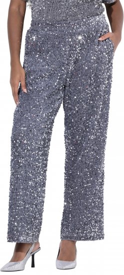 Ulla Popken Sequined Velvet Comfort Waist Pants Grey - Teksad & Püksid Suuremates Suurustes – Plus Size - 