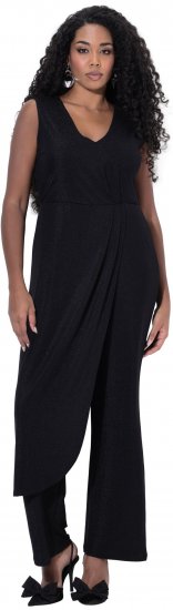 Ulla Popken Draped Sleeveless Glitter Jumpsuit Navy - Teksad & Püksid Suuremates Suurustes – Plus Size - 