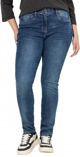 Ulla Popken Decorative Stitched Slim Leg Stretch Fit Jeans Blue Denim - Teksad & Püksid Suuremates Suurustes – Plus Size - 