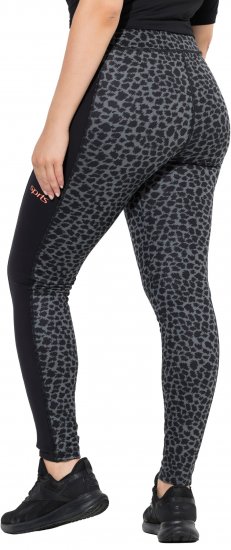 Ulla Popken Quick Drying Leopard Print Sport Leggings Black - Teksad & Püksid Suuremates Suurustes – Plus Size - 