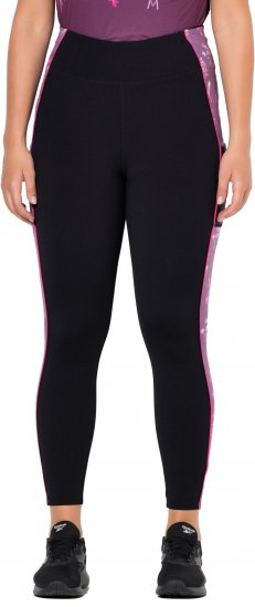 Ulla Popken Quick Drying Botanical Print Sport Leggings Black - Teksad & Püksid Suuremates Suurustes – Plus Size - 