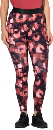 Ulla Popken Abstract Flower Print Performance Leggings Red - Teksad & Püksid Suuremates Suurustes – Plus Size - 