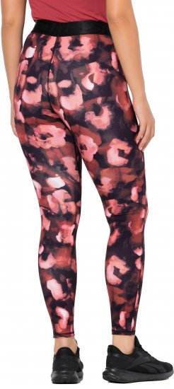 Ulla Popken Abstract Flower Print Performance Leggings Red - Teksad & Püksid Suuremates Suurustes – Plus Size - 
