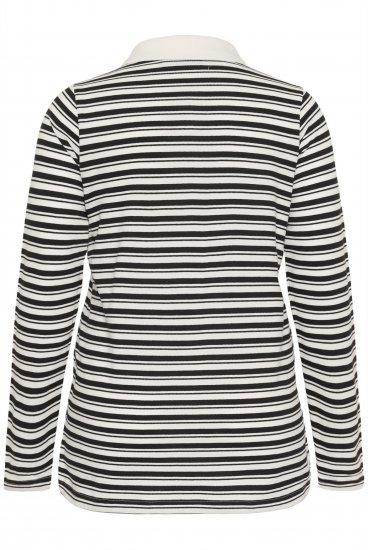 Kaffe Curve Miana Long Sleeve Polo Chalk with Black Stripe - Polosärgid - 