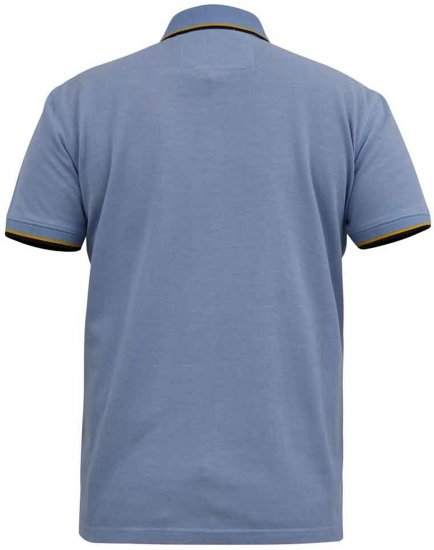 D555 Talbot Pique with Jacquard Collar Polo Shirt Blue - Polosärgid - Meeste suured polosärgid 2XL – 8XL