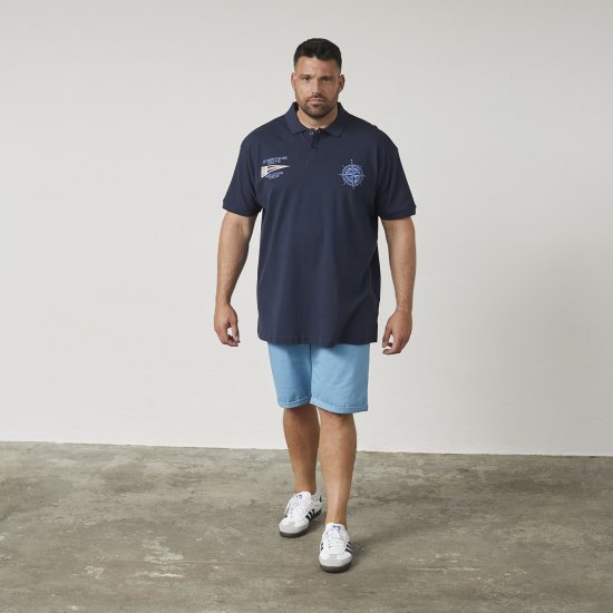 North Latitude 61129 Pikeepolosärk Rinnatikandiga Tumesinine - Polosärgid - Meeste suured polosärgid 2XL – 8XL