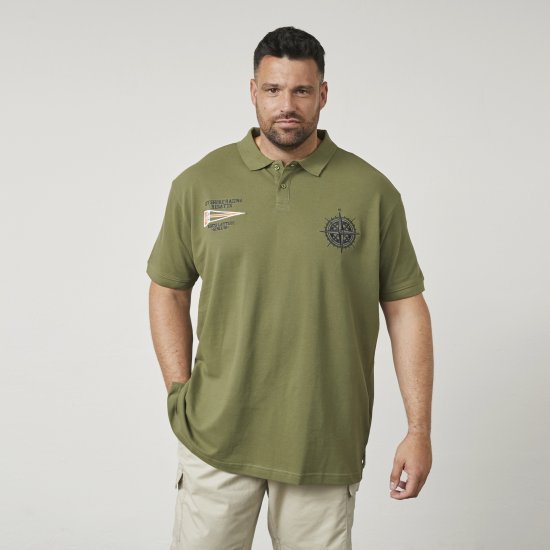 North Latitude 61129 Pikeepolosärk Rinnatikandiga Oliivroheline - Polosärgid - Meeste suured polosärgid 2XL – 8XL
