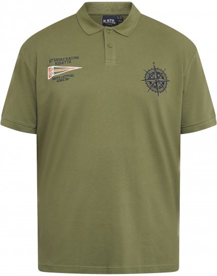 North Latitude 61129 Pikeepolosärk Rinnatikandiga Oliivroheline - Polosärgid - Meeste suured polosärgid 2XL – 8XL