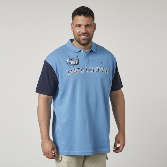 North Latitude 61131 Pikeepolosärk Kontrastvarrukate ja Tikandiga Sinine - Polosärgid - Meeste suured polosärgid 2XL – 8XL