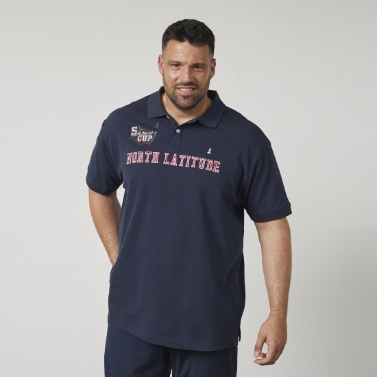 North Latitude 61131 Pikeepolosärk Kontrastvarrukate ja Tikandiga Tumesinine - Polosärgid - Meeste suured polosärgid 2XL – 8XL