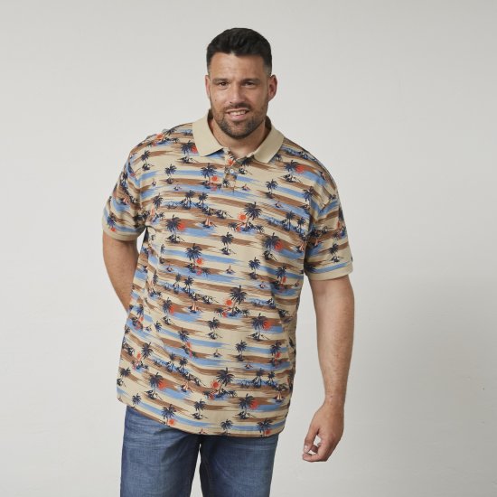North Latitude 61133 Üleni Trükimustriga Piqué Polo Liiv - Polosärgid - Meeste suured polosärgid 2XL – 8XL