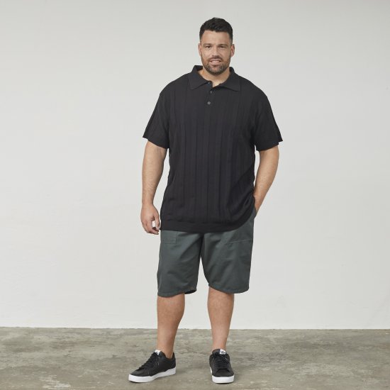 North Latitude 61329 Kootud Polosärk Lühikeste Varrukatega Must - Polosärgid - Meeste suured polosärgid 2XL – 8XL