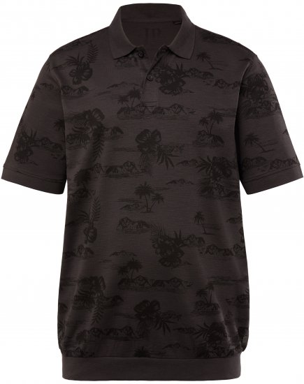 JP1880 Pique with All-over Print Polo Shirt TALL Black - TALL polosärgid - 