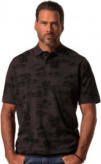 JP1880 Pique with All-over Print Polo Shirt TALL Black - TALL polosärgid - 