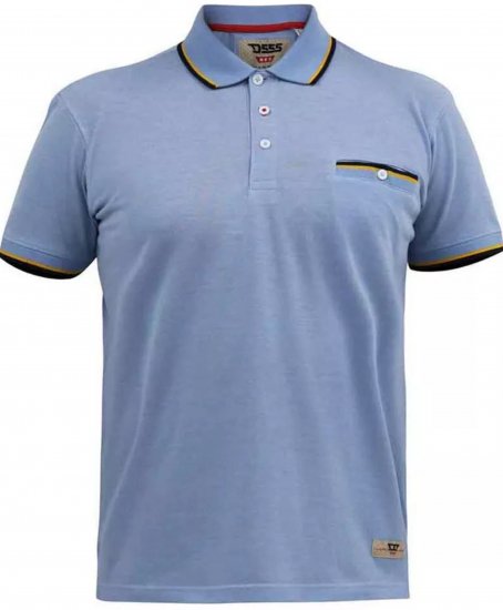 D555 Talbot Pique with Jacquard Collar Polo Shirt Blue - Polosärgid - Meeste suured polosärgid 2XL – 8XL