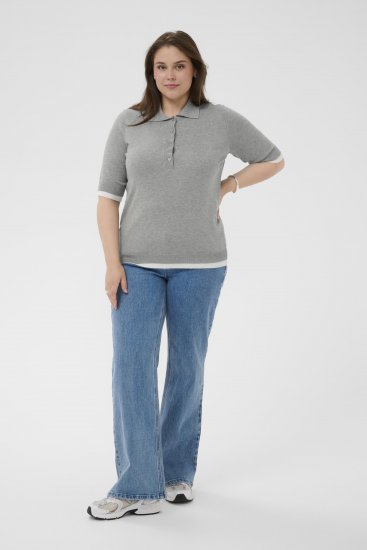 Kaffe Curve Lizzy Contrast Knitted Polo Grey Melange - Polosärgid - 