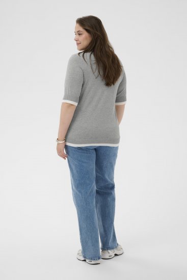 Kaffe Curve Lizzy Contrast Knitted Polo Grey Melange - Polosärgid - 