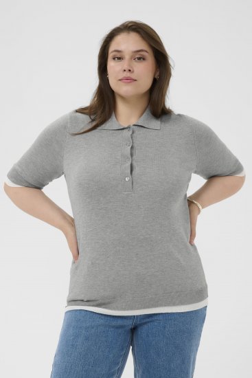 Kaffe Curve Lizzy Contrast Knitted Polo Grey Melange - Polosärgid - 