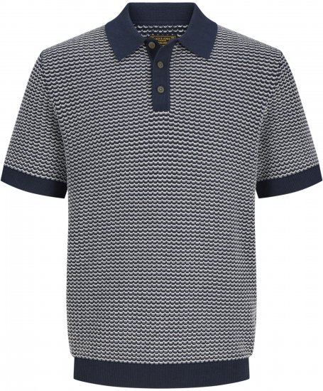 Jack & Jones Blukingsley Knitted Short Sleeve Polo Navy - Särgid - Meeste suured särgid 2XL – 8XL