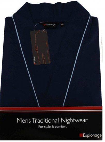 Espionage PJ091 Lightweight Bathrobe Navy - Hommikumantlid/käterätikud - Meeste Hommikumantlid Suured Suurused
