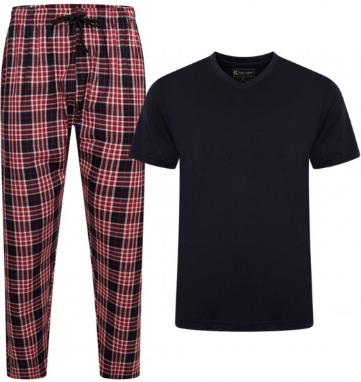 Kam Jeans 897 Lounge Pants and T-Shirt Set Red/Black - Pidžaama/Loungewear - Meeste Pidžaamad Suured Suurused