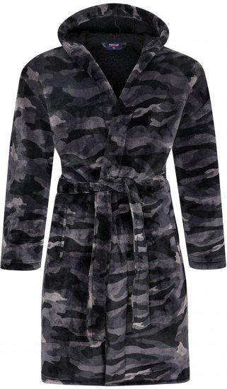 Espionage PJ159 Camo Fleece Gown Black/Grey - Hommikumantlid/käterätikud - Meeste Hommikumantlid Suured Suurused
