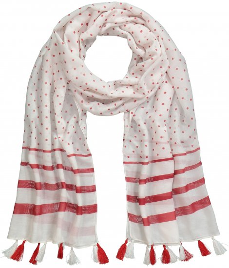 Ulla Popken Dot Print Tassel Accent Scarf Red - Aksessuaarid - 