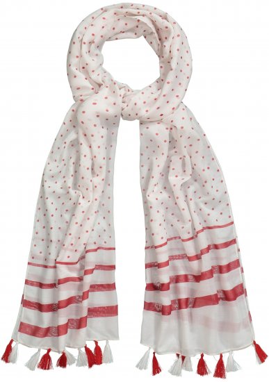 Ulla Popken Dot Print Tassel Accent Scarf Red - Aksessuaarid - 