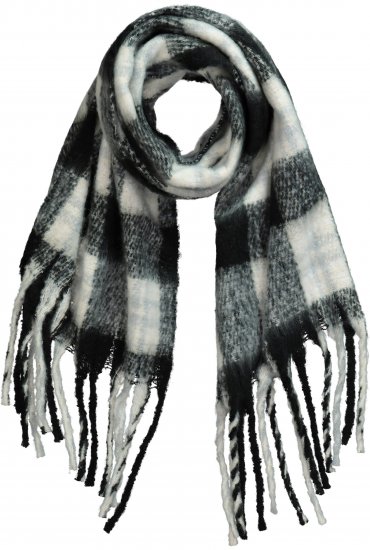 Ulla Popken Plaid Long Fringe Scarf Black - Aksessuaarid - 