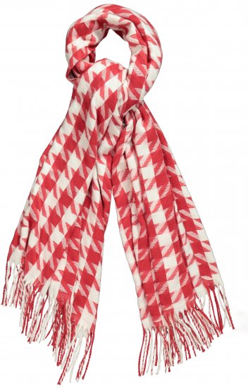 Ulla Popken Houndstooth Fringed Hem Scarf Salsa - Aksessuaarid - 