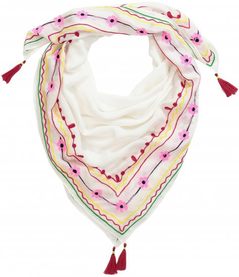 Ulla Popken Tassel Embroidery Scarf Snow White - Aksessuaarid - 