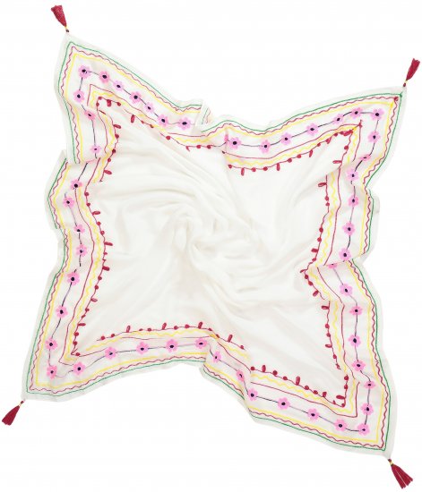 Ulla Popken Tassel Embroidery Scarf Snow White - Aksessuaarid - 
