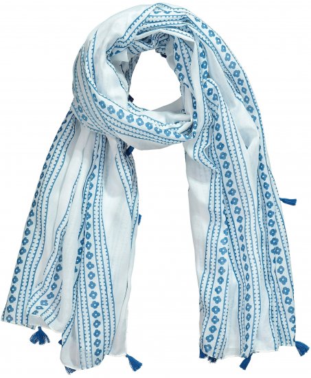 Ulla Popken Greek Stripe Tasseled Scarf Blue - Aksessuaarid - 