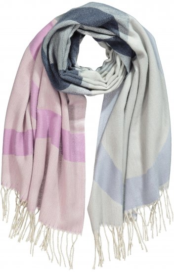 Ulla Popken Cozy Lettering Fringed Scarf Pink and Blue - Aksessuaarid - 