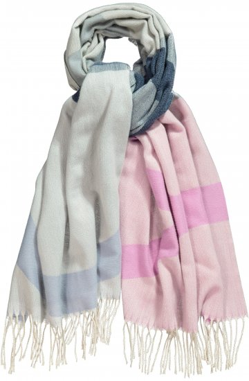 Ulla Popken Cozy Lettering Fringed Scarf Pink and Blue - Aksessuaarid - 