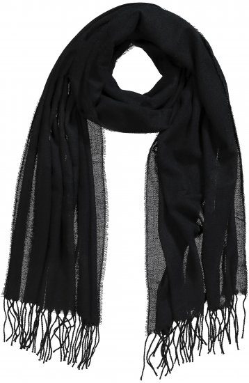 Ulla Popken Fringed Scarf Black - Aksessuaarid - 