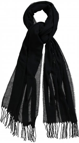 Ulla Popken Fringed Scarf Black - Aksessuaarid - 