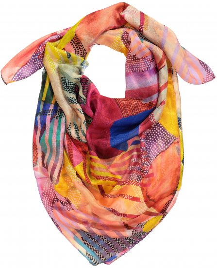Ulla Popken Colorful Square Silk Scarf Rainbow - Aksessuaarid - 