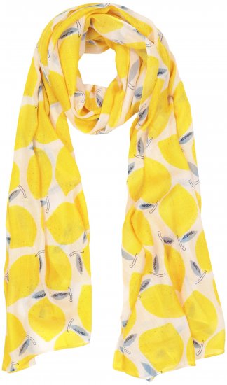Ulla Popken Lemon Print Scarf Sun Yellow - Aksessuaarid - 